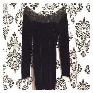 Black Lace Top Shop Velvet Dress